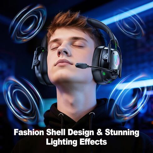 Fachixy VK81 Wireless Gaming Headset for PS5, PS4, PC, Laptop, Mac & Switch, Dual Low-Latency 2.4GHz USB/Type-C & BT 5.4, ENC Noise-Canceling Mic, 3D Stereo Sound, RGB Lighting, 48H Battery in Saudi Arabia