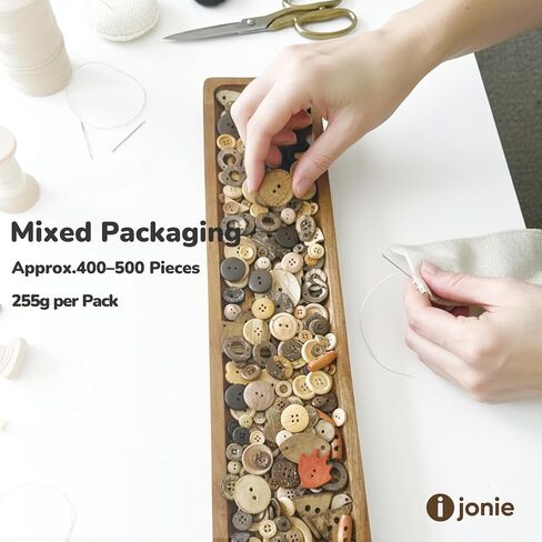 Mixed Vintage Wood Buttons for Crafts,Assorted Shapes Bulk DIY Sewing Wooden Button,Painting Decorative Handmade,2 Holes and 4 Holes(400-500PCS) in Saudi Arabia