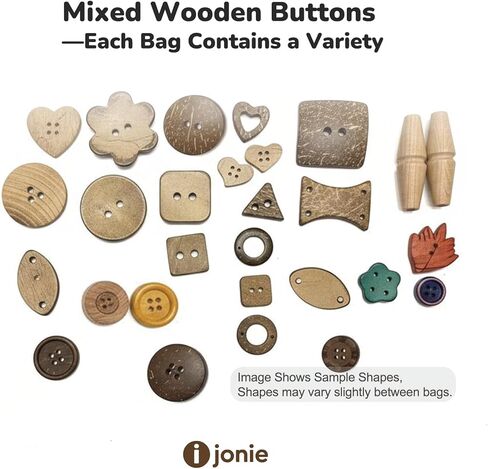Mixed Vintage Wood Buttons for Crafts,Assorted Shapes Bulk DIY Sewing Wooden Button,Painting Decorative Handmade,2 Holes and 4 Holes(400-500PCS) in Saudi Arabia