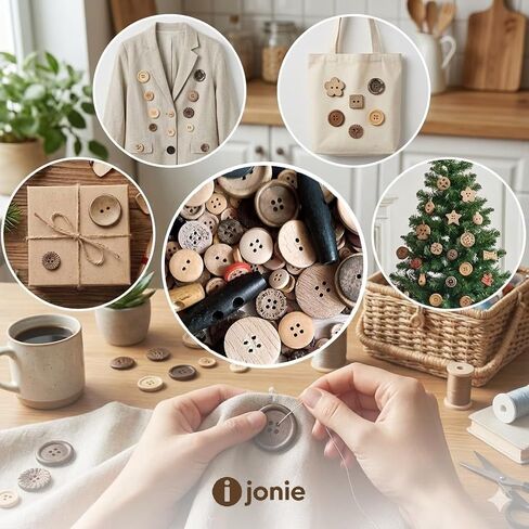 Mixed Vintage Wood Buttons for Crafts,Assorted Shapes Bulk DIY Sewing Wooden Button,Painting Decorative Handmade,2 Holes and 4 Holes(400-500PCS) in Saudi Arabia