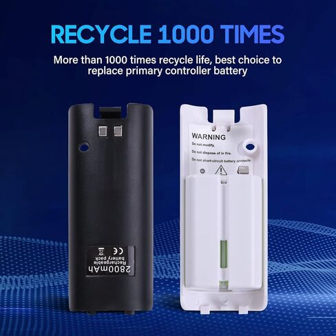 بطاريات Wii عن بعد قابلة لإعادة الشحن، محطة شحن TechKen مع 4 حزم بطاريات Wii قابلة لإعادة الشحن بقدرة 2800 مللي أمبير في الساعة لوحدة تحكم Wii، شاحن Wii متوافق مع وحدة تحكم Nintendo Wii in Kuwait