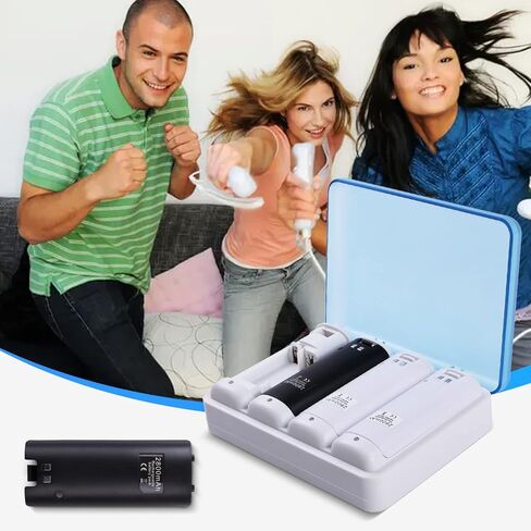 بطاريات Wii عن بعد قابلة لإعادة الشحن، محطة شحن TechKen مع 4 حزم بطاريات Wii قابلة لإعادة الشحن بقدرة 2800 مللي أمبير في الساعة لوحدة تحكم Wii، شاحن Wii متوافق مع وحدة تحكم Nintendo Wii in Kuwait