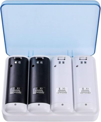بطاريات Wii عن بعد قابلة لإعادة الشحن، محطة شحن TechKen مع 4 حزم بطاريات Wii قابلة لإعادة الشحن بقدرة 2800 مللي أمبير في الساعة لوحدة تحكم Wii، شاحن Wii متوافق مع وحدة تحكم Nintendo Wii in Kuwait