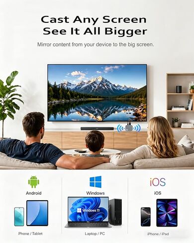 محول عرض HDMI لاسلكي True 4K، دونجل Miracast HDMI للتلفزيون، محول تطابق شاشة Airplay، يدعم 4K Cast لنظام التشغيل iOS Android Windows إلى شاشة عرض HDTV in Saudi Arabia