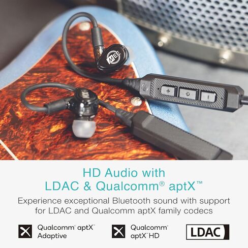 كابل محول بلوتوث لاسلكي MEE audio BT3 للشاشات داخل الأذن - يتضمن موصلات MMCX، 2-pin (0.78 مم) وموصلات DC لتوافق IEM واسع؛ بلوتوث 5.4، aptX HD، aptX Adaptive، LDAC، Auracast in Kuwait