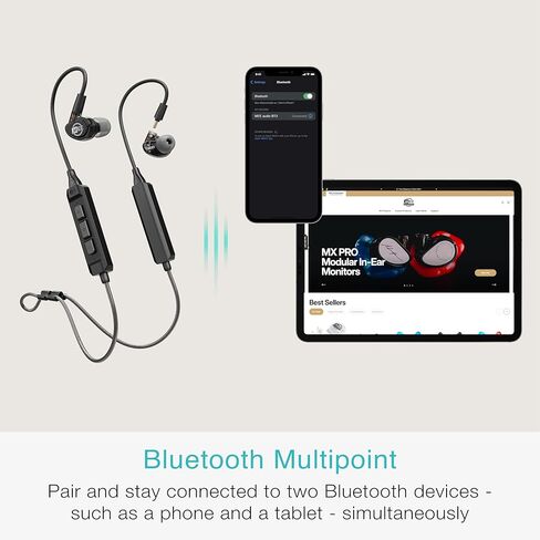 كابل محول بلوتوث لاسلكي MEE audio BT3 للشاشات داخل الأذن - يتضمن موصلات MMCX، 2-pin (0.78 مم) وموصلات DC لتوافق IEM واسع؛ بلوتوث 5.4، aptX HD، aptX Adaptive، LDAC، Auracast in Kuwait