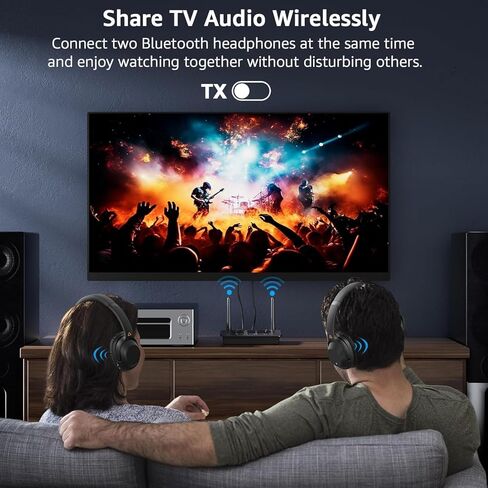 1Mii B03S مستقبل إرسال بلوتوث 5.3 للتلفزيون المنزلي ستيريو، محول صوت لاسلكي مع Audiophile DAC، aptX Adaptive/LL/HD، وصلة مزدوجة، مدخلات/مخرجات RCA AUX 3.5 مم بصرية in Kuwait