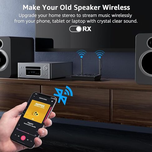 1Mii B03S مستقبل إرسال بلوتوث 5.3 للتلفزيون المنزلي ستيريو، محول صوت لاسلكي مع Audiophile DAC، aptX Adaptive/LL/HD، وصلة مزدوجة، مدخلات/مخرجات RCA AUX 3.5 مم بصرية in Kuwait