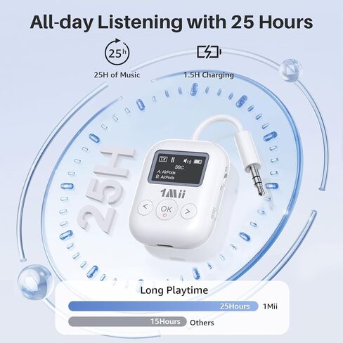 1Mii Bluetooth 5.3 جهاز إرسال واستقبال للصوت المنزلي للتلفزيون، شاشة عرض، محول بلوتوث AUX 3.5 ملم لسماعتين، صوت aptX AD/LL/HD للستيريو المنزلي، جهاز العرض، الكمبيوتر الشخصي، السيارة، مشغل الأقراص المضغوطة in Kuwait