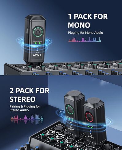 LEKATO XLR Bluetooth Receiver, BT 5.3, 48kHz/24bit, Wireless Bluetooth Adapter for Mixing Console Desk, Audio Mixers, PA Speakers, DJ Systems, 165ft Range, 15H Battery Life (1 Pack for Mono) in Saudi Arabia