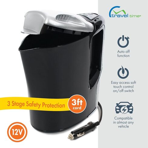 Travel Time 12V Smart Pot Kettle - Universal for Most Vehicles, Easy On & Off Function, Travel Hot Water Heater for Coffee, Tea & Hot Chocolate in Saudi Arabia