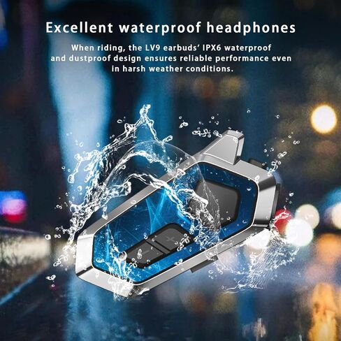 Motorcycle Helmet Bluetooth,intercom Headset,Music Sharing/Call Music/Wake up Siri,CVC Noise Cancellation, IPX6 Waterproof,Motorcycle Accessories Wireless Remote in Saudi Arabia