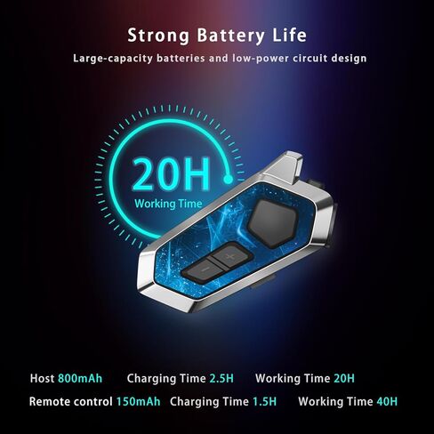 Motorcycle Helmet Bluetooth,intercom Headset,Music Sharing/Call Music/Wake up Siri,CVC Noise Cancellation, IPX6 Waterproof,Motorcycle Accessories Wireless Remote in Saudi Arabia