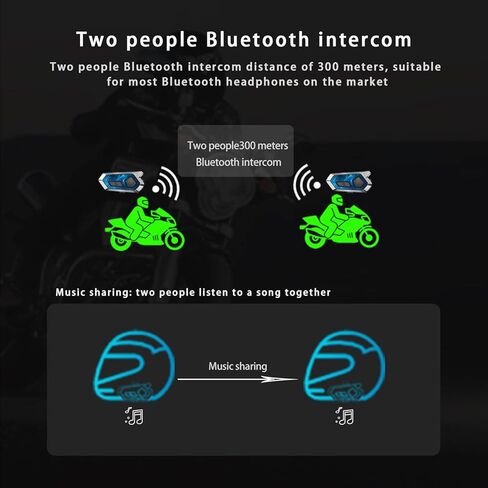 Motorcycle Helmet Bluetooth,intercom Headset,Music Sharing/Call Music/Wake up Siri,CVC Noise Cancellation, IPX6 Waterproof,Motorcycle Accessories Wireless Remote in Saudi Arabia