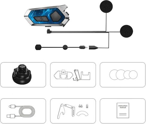 Motorcycle Helmet Bluetooth,intercom Headset,Music Sharing/Call Music/Wake up Siri,CVC Noise Cancellation, IPX6 Waterproof,Motorcycle Accessories Wireless Remote in Saudi Arabia