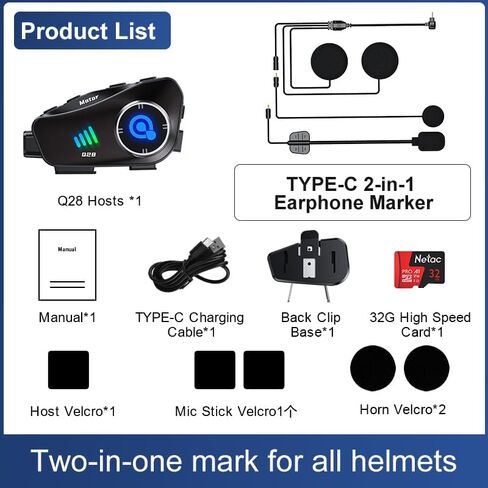 Bluetooth Motorcycle Helmet Headset with HD Action Camera 1080P Video/Photo,Hands-Free Communication System with Noise Reduction,120°Wide Angle, Fit All Helmets 32G SD Card,not Intercom in Saudi Arabia