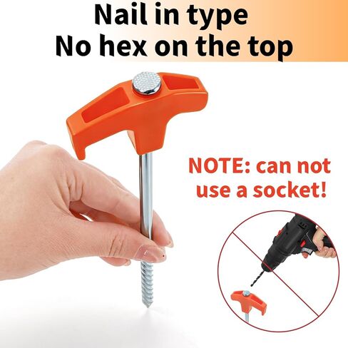 Goaste 24 Pack 8 Inch Heavy Duty Tent Stakes, Galvanized Non-Rust Steel Tent Stake, Metal Tent Pegs with Nail Puller, Orange Ground Anchors for Canopies, Camping Patio, Garden, Grassland, Outdoor in Saudi Arabia