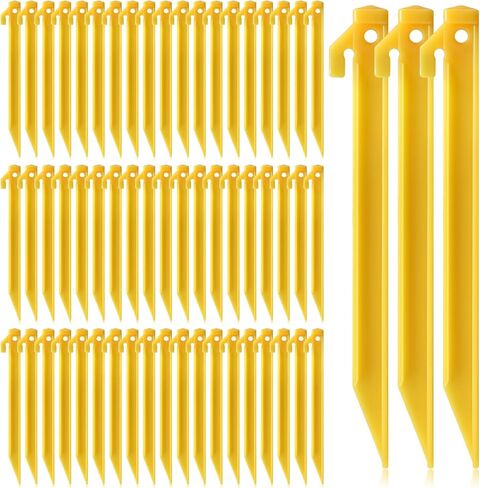 60 Pcs 9 Inch Plastic Tent Stakes Heavy Duty Beach Tent Pegs Sand Stakes Yard Inflatable Stake Awning Camping Caravan Pegs Accessory for Camping Outdoor and Garden Lawn, Canopy Stake in Saudi Arabia