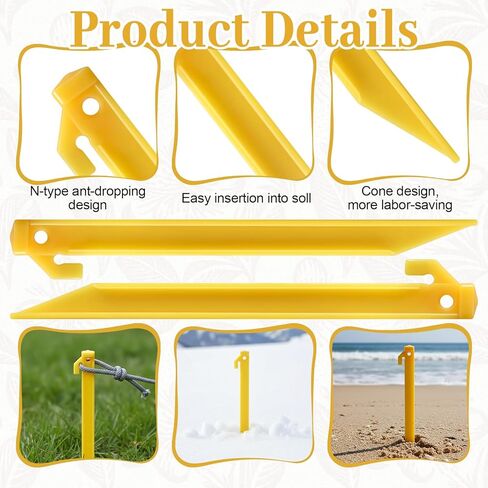 60 Pcs 9 Inch Plastic Tent Stakes Heavy Duty Beach Tent Pegs Sand Stakes Yard Inflatable Stake Awning Camping Caravan Pegs Accessory for Camping Outdoor and Garden Lawn, Canopy Stake in Saudi Arabia
