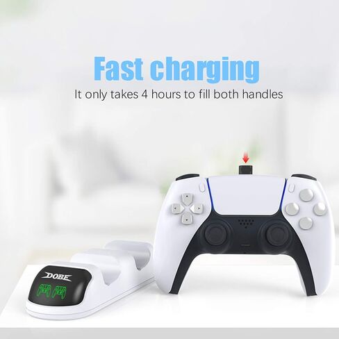 PS5 Controller Charger Station Dual Charging Dock - LED Indicator USB-C Stand with Overcharge Protection - Compact PlayStation 5 Charging Base for DualSense Controllers & Gaming Setup in Saudi Arabia