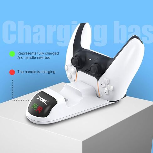 PS5 Controller Charger Station Dual Charging Dock - LED Indicator USB-C Stand with Overcharge Protection - Compact PlayStation 5 Charging Base for DualSense Controllers & Gaming Setup in Saudi Arabia
