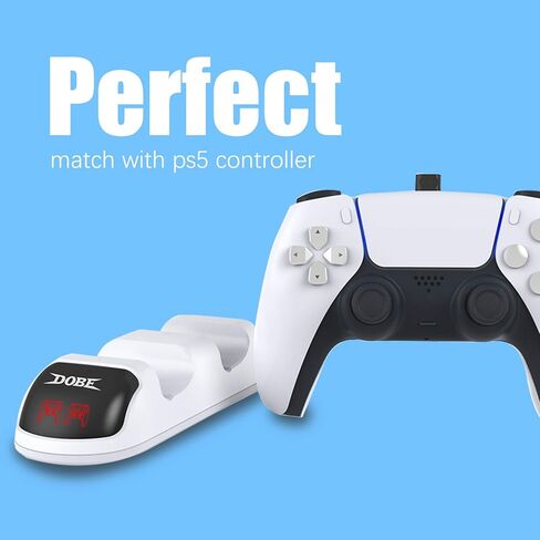 PS5 Controller Charger Station Dual Charging Dock - LED Indicator USB-C Stand with Overcharge Protection - Compact PlayStation 5 Charging Base for DualSense Controllers & Gaming Setup in Saudi Arabia
