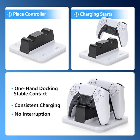 G-STORY Charging Station for P5 Controller, Dual Controller Charger with RGB Lighting, USB-C Fast Charging Dock with Intelligent Protection & Anti-Slip Base for PlayStation 5 DualSense Controllers in Saudi Arabia