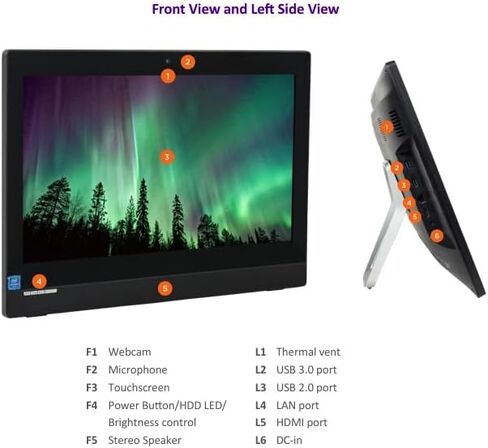 Shuttle DH9CL01 19.5-Inch Touchscreen AIO Barebone PC | Intel i3-10110U | Built-in 3200mAh Emergency Battery Backup | IP54 Front Panel | Ideal for POS & Kiosks (No RAM, SSD, or OS) in Saudi Arabia