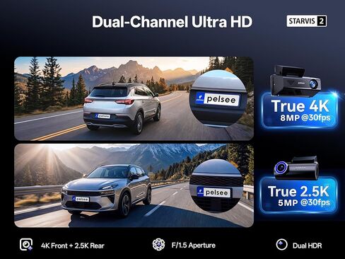 True 4K+2.5K Dash Cam Front and Rear,IMX678 + IMX675 Dual Starvis 2 Sensor,Free 128GB Card & OBD Hardwire Kit,Native 4K HDR Dash Camera for Cars,5.8GHz WiFi 6,STARLIT™ Full Color Night Vision,GPS,ADAS in Saudi Arabia