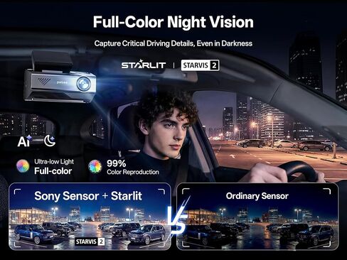 True 4K+2.5K Dash Cam Front and Rear,IMX678 + IMX675 Dual Starvis 2 Sensor,Free 128GB Card & OBD Hardwire Kit,Native 4K HDR Dash Camera for Cars,5.8GHz WiFi 6,STARLIT™ Full Color Night Vision,GPS,ADAS in Saudi Arabia