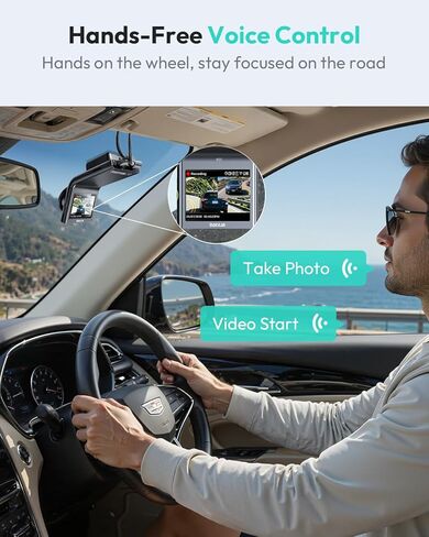 BOTSLAB G300 PLUS 4K DUAL Dash Cam Front and Rear [2026 Upgraded], STARVIS 2 Sensor, 64GB Card Included, Voice Control, 5GHz WiFi Dashcam Front and Rear Camera, GPS, WDR Night Vision, 24H Parking Mode in Saudi Arabia