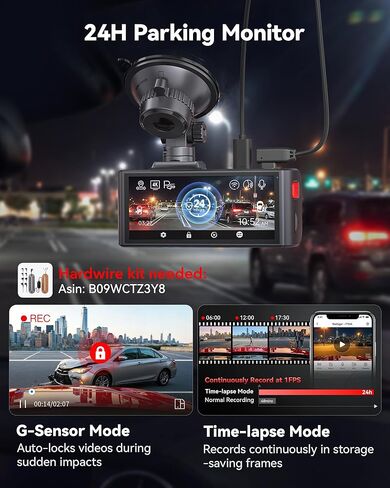 REDTIGER F7NA 4K Dual Dash Cam, STARVIS 2 IMX678, 8MP, 5GHz WiFi (20MB/s Fast Download), 4K Front 1080P Rear, GPS, Voice Control, WDR, HDR Night Vision, 24H Parking Mode, Support 512GB Max(No SD Card) in Saudi Arabia