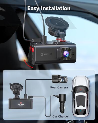 REDTIGER F7NA 4K Dual Dash Cam, STARVIS 2 IMX678, 8MP, 5GHz WiFi (20MB/s Fast Download), 4K Front 1080P Rear, GPS, Voice Control, WDR, HDR Night Vision, 24H Parking Mode, Support 512GB Max(No SD Card) in Saudi Arabia