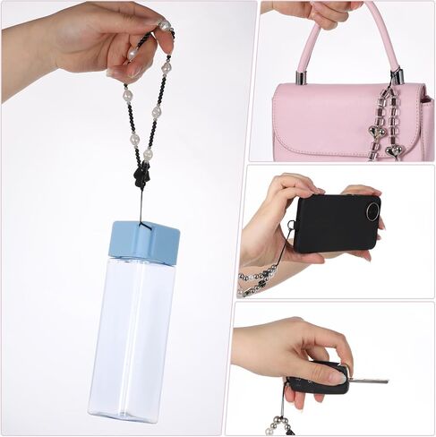 4 Pcs Crystal Beaded Phone Charms with Phone Tether Tab Cute Beaded Phones Lanyard Wrist Strap Acrylic Cell Phones Wrist Strap Aesthetic CellPhone Keychain for Camera Key Purse for Women in Saudi Arabia
