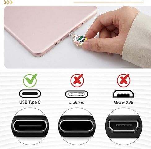 4PCS Coffee Reading Charms for Kindle - Gold Retro Chains with Type C Dust Plug, Charm for Readers Booklovers Women Men, Compatible for E-Reader Phones Paper White in Saudi Arabia