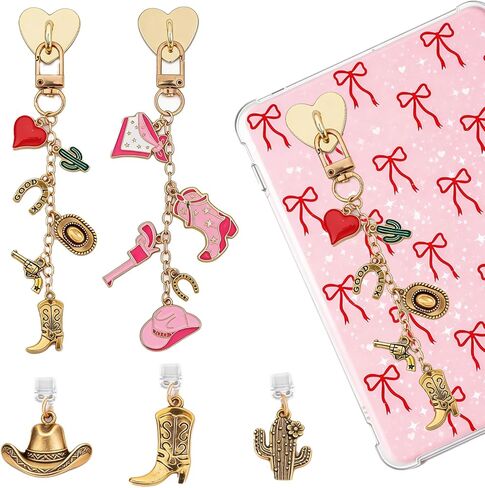 4PCS Coffee Reading Charms for Kindle - Gold Retro Chains with Type C Dust Plug, Charm for Readers Booklovers Women Men, Compatible for E-Reader Phones Paper White in Saudi Arabia