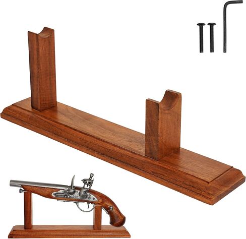 Mythrojan Solid Hardwood Gun Pistol Display Stand Sturdy Wooden Pistol Holder for your Pirate Pistols 12.8" X 2.5" X 4.8", Natural in Saudi Arabia