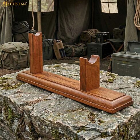 Mythrojan Solid Hardwood Gun Pistol Display Stand Sturdy Wooden Pistol Holder for your Pirate Pistols 12.8" X 2.5" X 4.8", Natural in Saudi Arabia