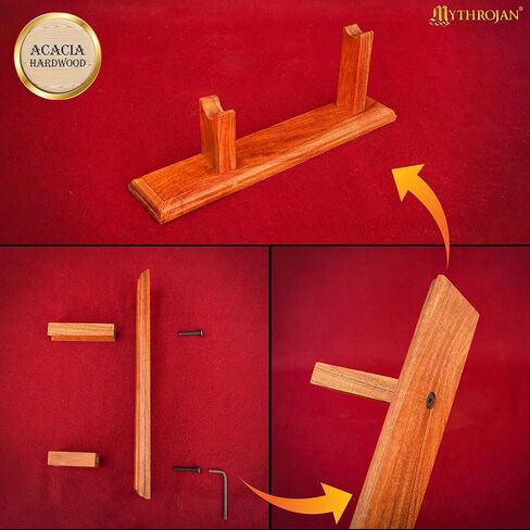 Mythrojan Solid Hardwood Gun Pistol Display Stand Sturdy Wooden Pistol Holder for your Pirate Pistols 12.8" X 2.5" X 4.8", Natural in Saudi Arabia