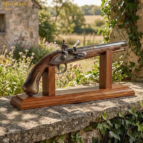 Mythrojan Solid Hardwood Gun Pistol Display Stand Sturdy Wooden Pistol Holder for your Pirate Pistols 12.8" X 2.5" X 4.8", Natural in Saudi Arabia