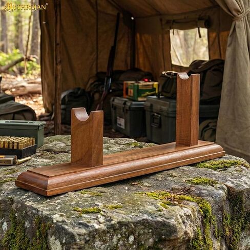 Mythrojan Solid Hardwood Gun Pistol Display Stand Sturdy Wooden Pistol Holder for your Pirate Pistols 12.8" X 2.5" X 4.8", Natural in Saudi Arabia