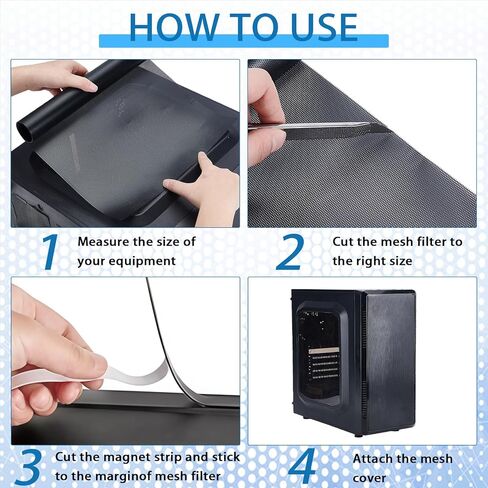 NICENEEDED 1000x300mm DIY PC Case Dust Mesh Filter, PVC Dustproof Dust Filter Cover, PC Mesh Grill with Strip Computer Cooler Fan Dust Filters for Computer PCs Case, Black in Saudi Arabia