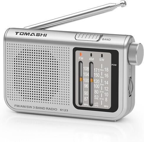 راديو ترانزستور محمول AM/FM/SW ثلاثي الموجات، هوائي تلسكوبي، مقبض ضبط كبير، مؤشر LED، يعمل بالبطارية، مقبس سماعة رأس 3.5 مم، راديو عتيق مدمج لكبار السن، المنزل، في الهواء الطلق، السفر in Kuwait