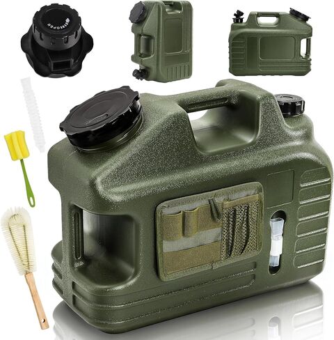 ZEAYEA 5 Gallon Water Jug, Outdoor Camping Water Storage Container with Spigot and Tool Bag, BPA-Free Portable Emergency Water Tank for Camping, Picnic, Hiking, Home Use, Green in Saudi Arabia