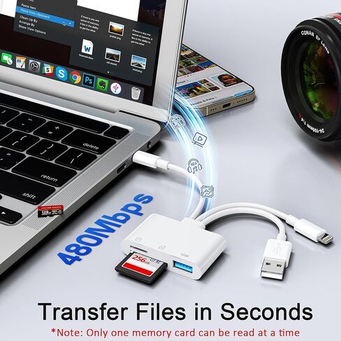 SD Card Reader for iPhone 17 16 15 14 iPad, 3-in-1 Memory Card Reader with USB Camera Adapter, SD/Micro SD Card Adapter for Trail Game Camera Viewer, iPhone SD Card Adapter for Mac Android PC in Saudi Arabia