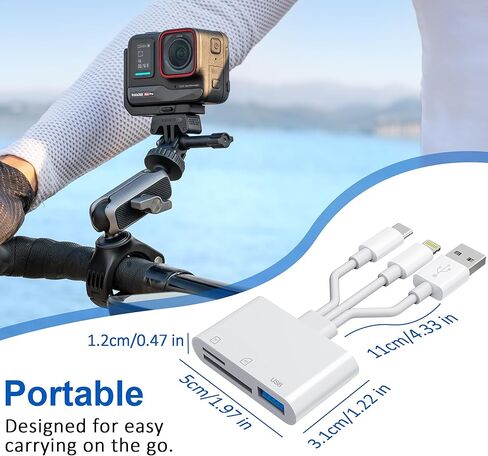 SD Card Reader for iPhone 17 16 15 14 iPad, 3-in-1 Memory Card Reader with USB Camera Adapter, SD/Micro SD Card Adapter for Trail Game Camera Viewer, iPhone SD Card Adapter for Mac Android PC in Saudi Arabia