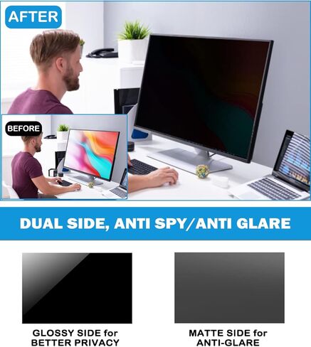 [2 Pack] 24 Inch Computer Privacy Screen , 16:9 Aspect Ratio Monitor Privacy Filter with Anti-Glare, Anti-Blue Light & Anti-Spy Protection, Removable Anti-Scratch Screen Protector for 24-Inch Widescreen Monitors in Saudi Arabia