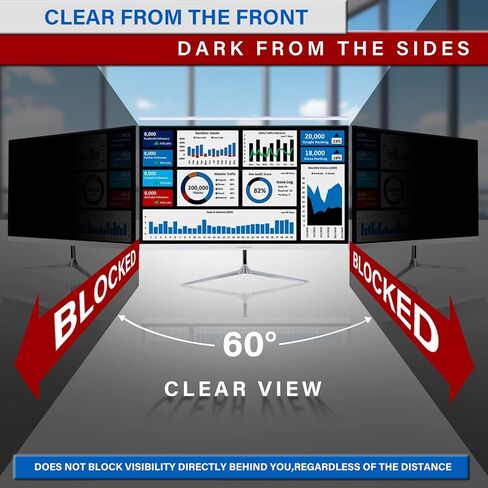 24 Inch Computer Privacy Screen Filter for 16:9 Widescreen Monitor, Removable Eye Protection Anti Glare Blue Light Filter Privacy Shield, Anti Spy Screen Protector Film 24 In in Saudi Arabia