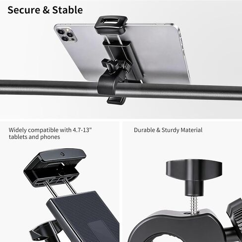 Tablet Holder Mount for Spin Bike,Phone iPad Holder Stand for Treadmill，Stationary Bicycle, Microphone Stand,Stroller, Gym,Tablet Clamp Fit for iPad Pro 12.9, Galaxy Tabs, iPhones,4.7-13" in Saudi Arabia