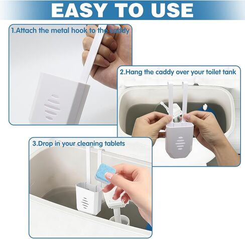 2Pcs Toilet Tank Cleaning Tablet Holder, Toilet Bowl Tablet Holder with Hook, Buffer Box Carrier Bleach Tablet Bracket, Keep Tablets Off Tank Wall, Prevent Residue Build-Up in Saudi Arabia